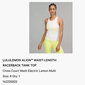 1 lululemon tank top purchased in may 2022.